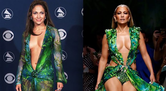 Jennifer Lopez ponovno šokirala z isto Versace obleko kot pred 19 leti