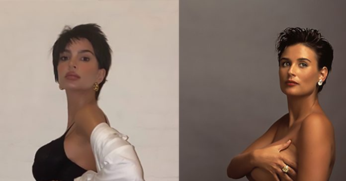 Emily Ratajkowski pozirala noseča in gola kot pred skoraj 30 leti Demi Moore