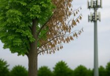 Drevesa v bližini mobilnih stolpov kažejo znake hudih poškodb